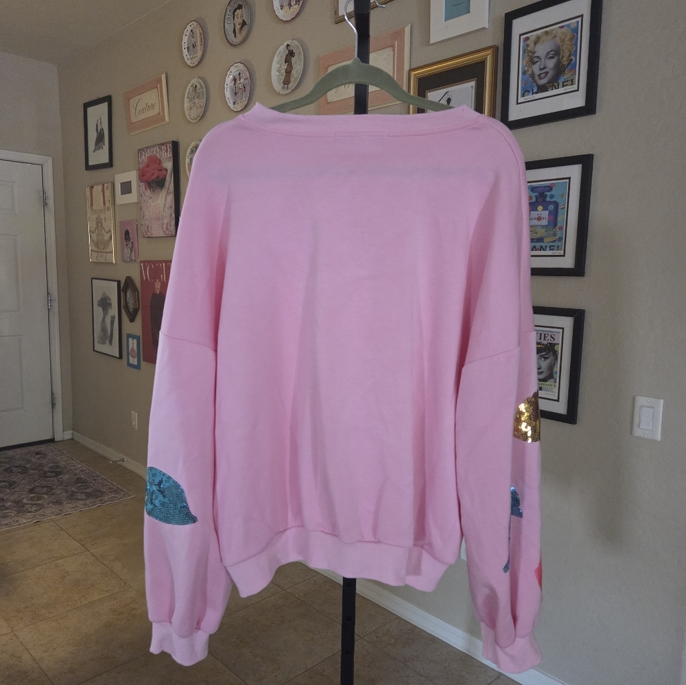 Simply‎ Southern Sequin Pink Sweatshirt NEW - Picture 5 of 6